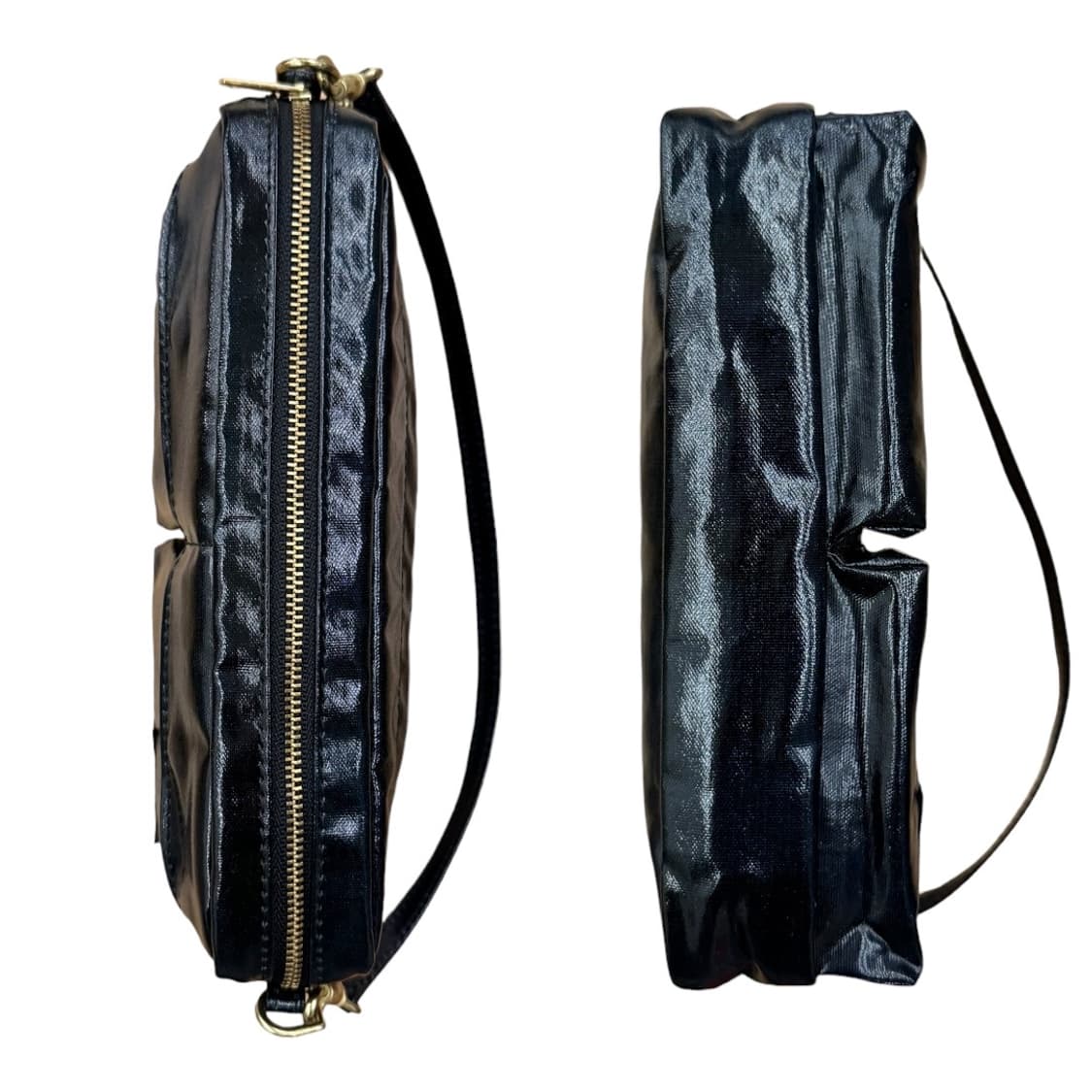 포터 글로시 체크 파우치백 그린/네이비 상품이미지7