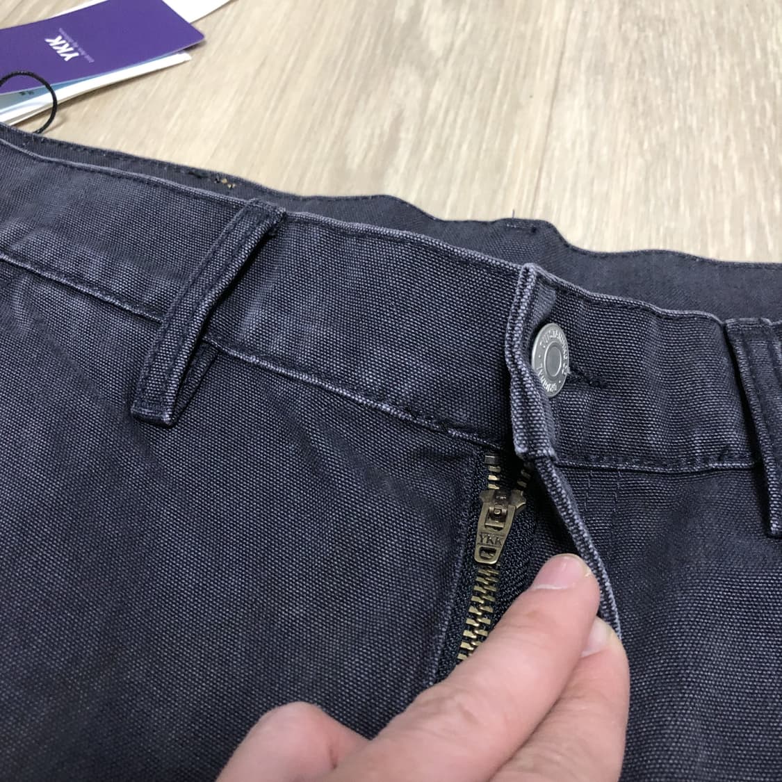 (34) 새상품 아웃스탠딩 캔버스 카펜터 더블니 쇼츠 반바지 차콜 상품이미지3