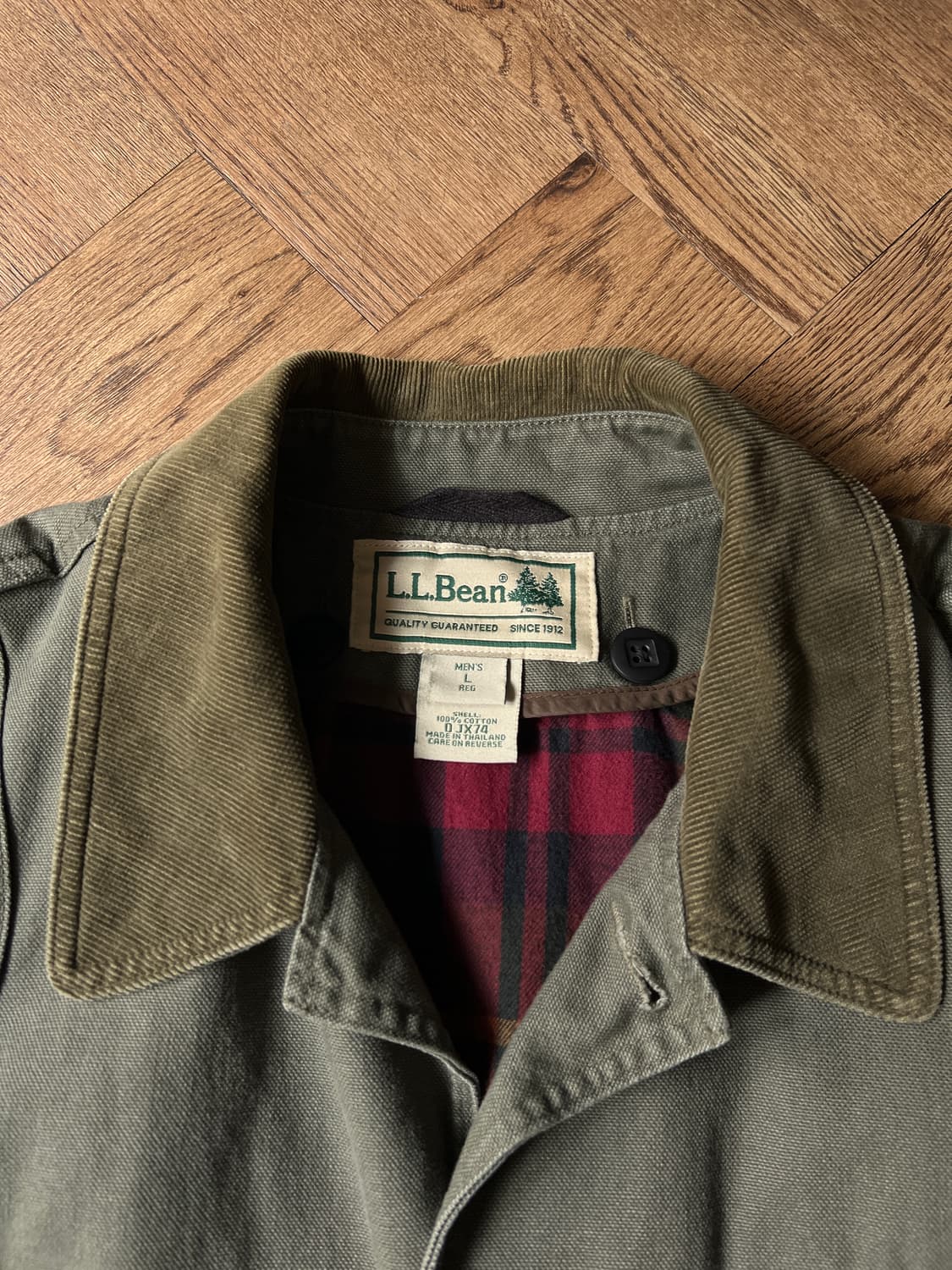[L]L.L.Bean USA 엘엘빈 프리마로프트 체크라이닝 카키 헌팅자켓 상품이미지2