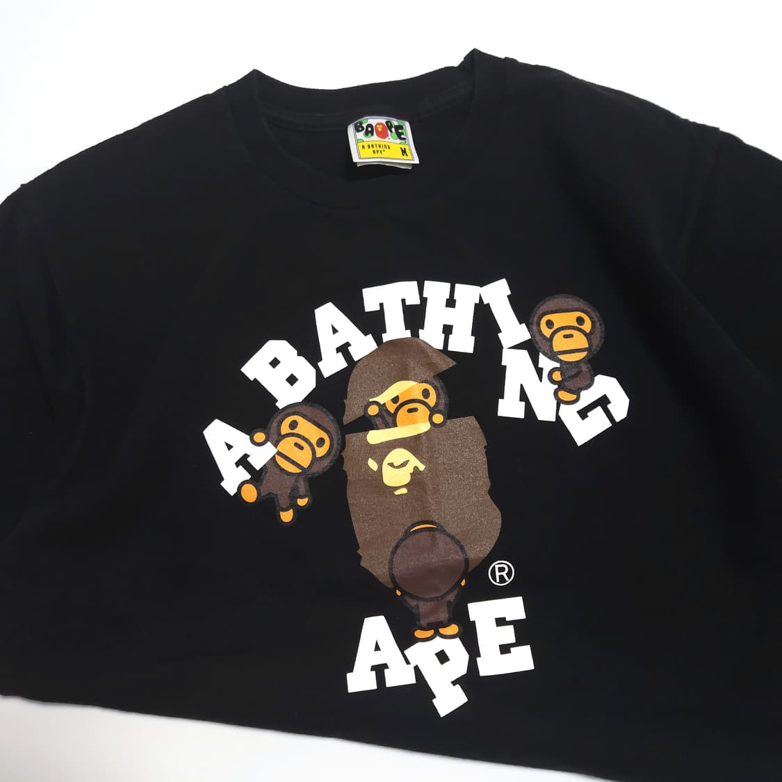 베이프 BAPE 컬리지 마일로 반팔 티셔츠 블랙 상품이미지2