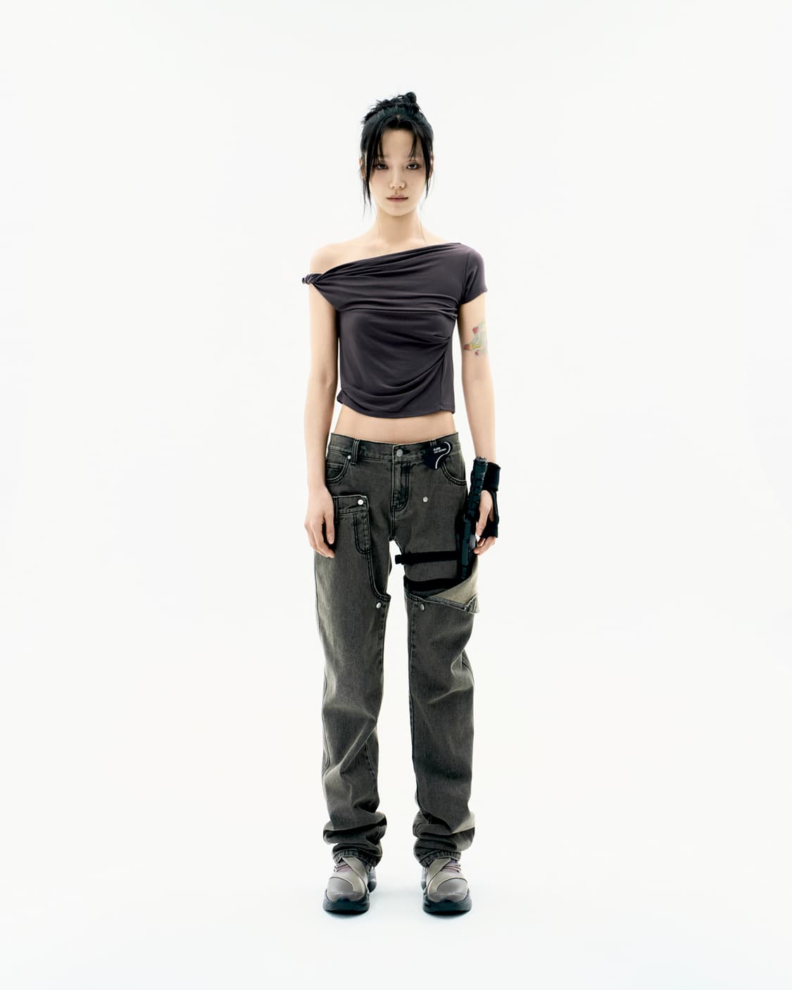 Detachable Button Denim Pants / Khaki 상품이미지1