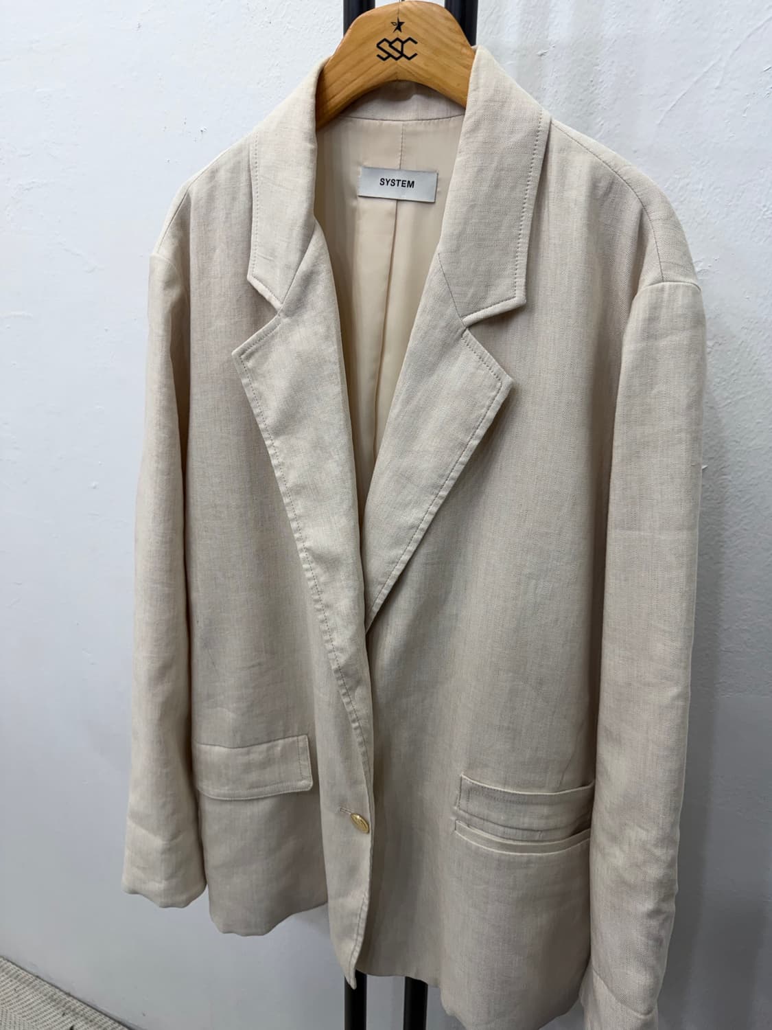 정품) 시스템 한섬 23ss  오버사이즈 린넨 블레이저 자켓 88 상품이미지3