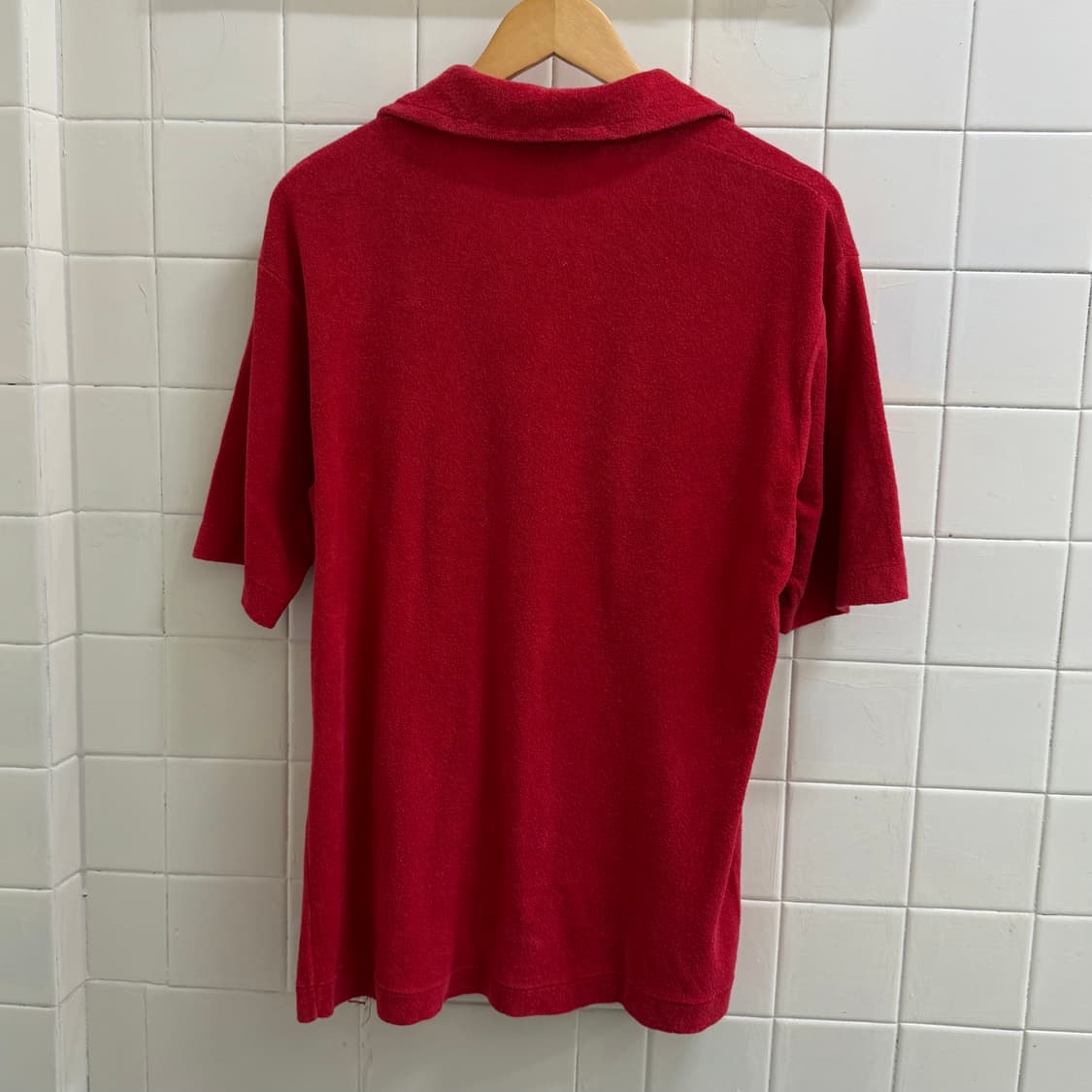 80s 빈티지 타월링 브이넥 오픈카라 셔츠 상품이미지5