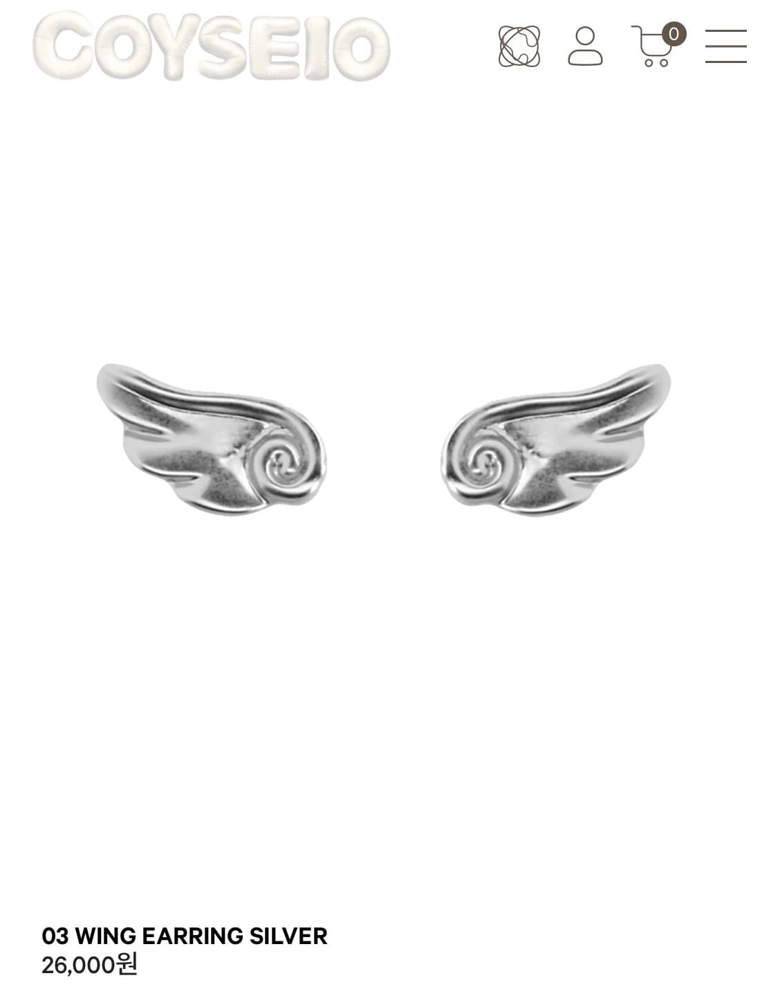코이세이오 03 WING EARRING SILVER 상품이미지1