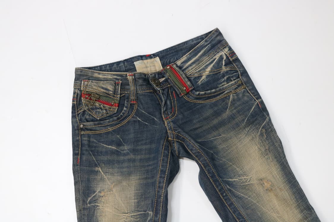 로리타진 빈티지 워싱 레드 지퍼 포인트 부츠컷 데님 (25) 상품이미지3