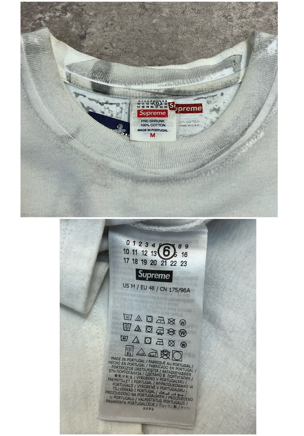 슈프림 X 마르지엘라 MM6 박스 로고 반팔티 화이트 M #csz3923 상품이미지3