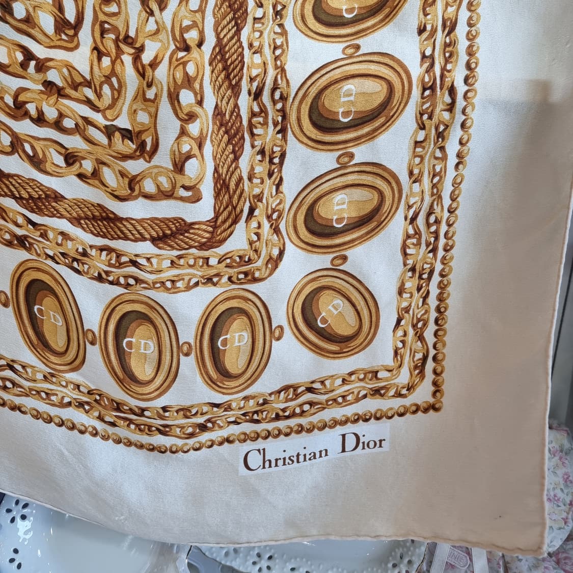 크리스챤 디올 스카프 아이보리 CD 로고 상품이미지4