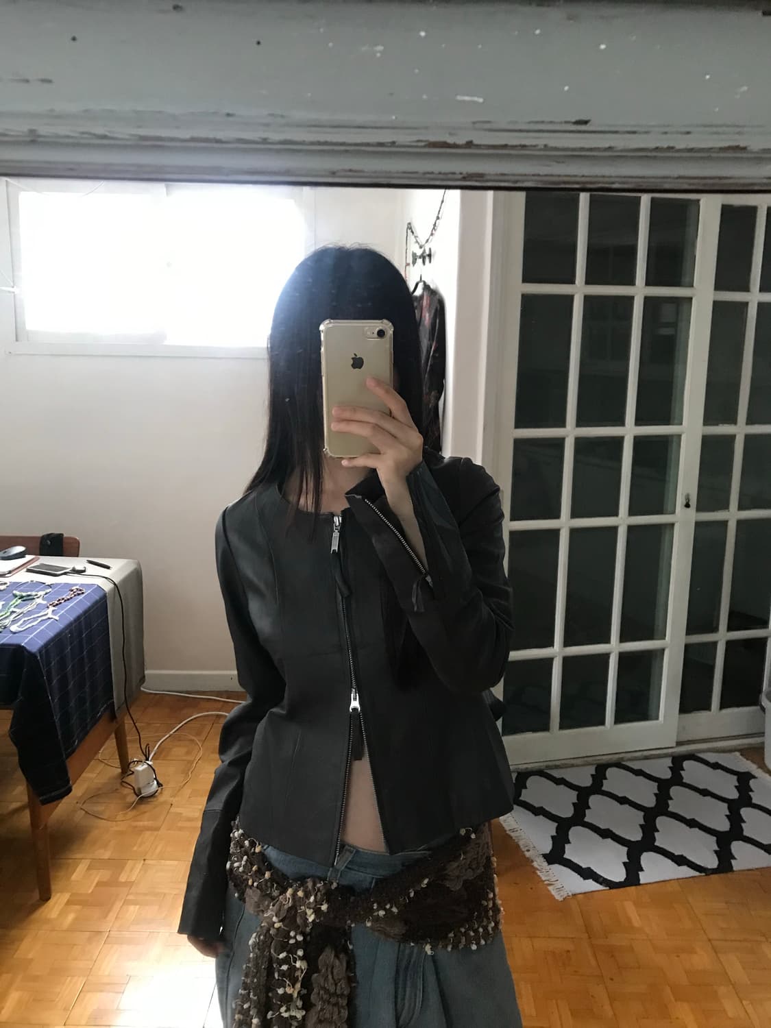 vintage slim fit leather jacket 상품이미지1