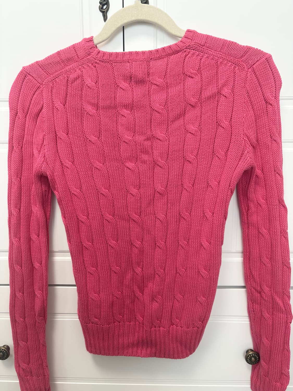 폴로 랄프로렌 여성 클래식 꽈배기 니트 핑크 xs 상품이미지3