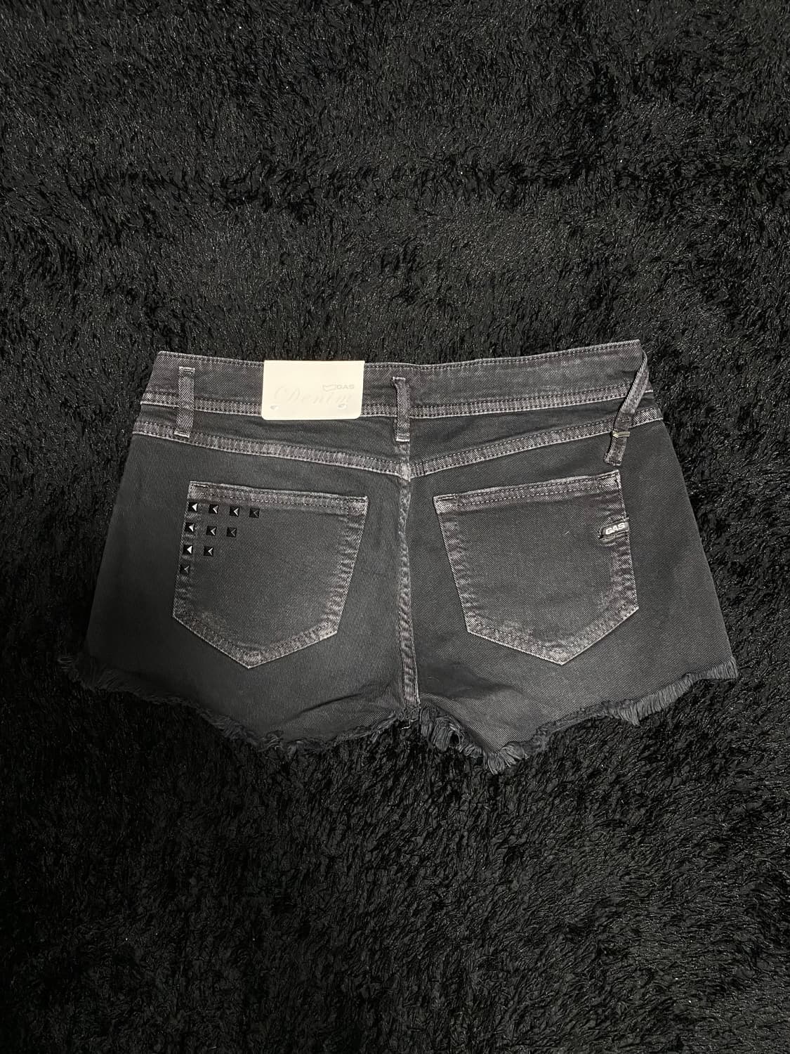 GAS 블랙 워싱 스터드 데님 데미지 쇼츠 펑크 갸루 일본빈티지 상품이미지2