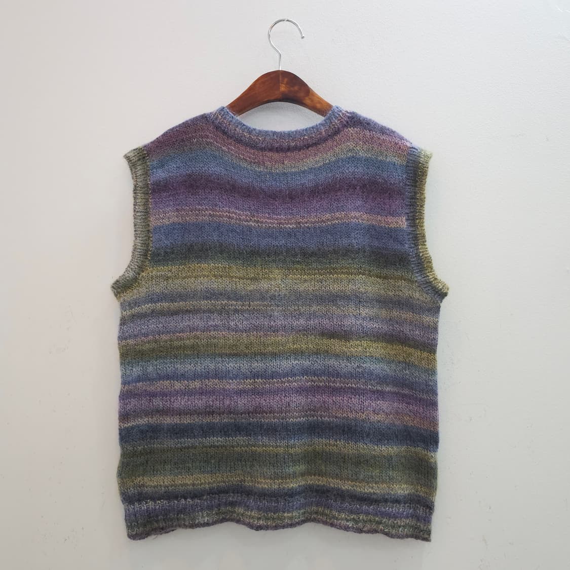 모헤어 멀티컬러 그라데이션 브이넥 니트조끼 베스트 일본빈티지 상품이미지2