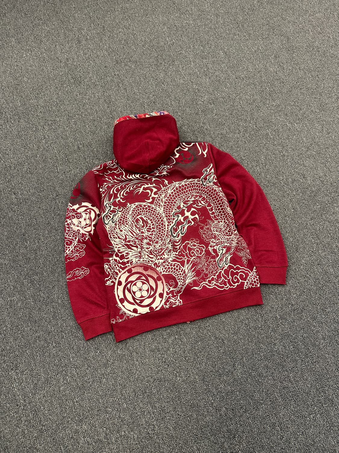 재패니즈 빈티지 버건디 오리엔탈 스카잔 후드집업  상품이미지2