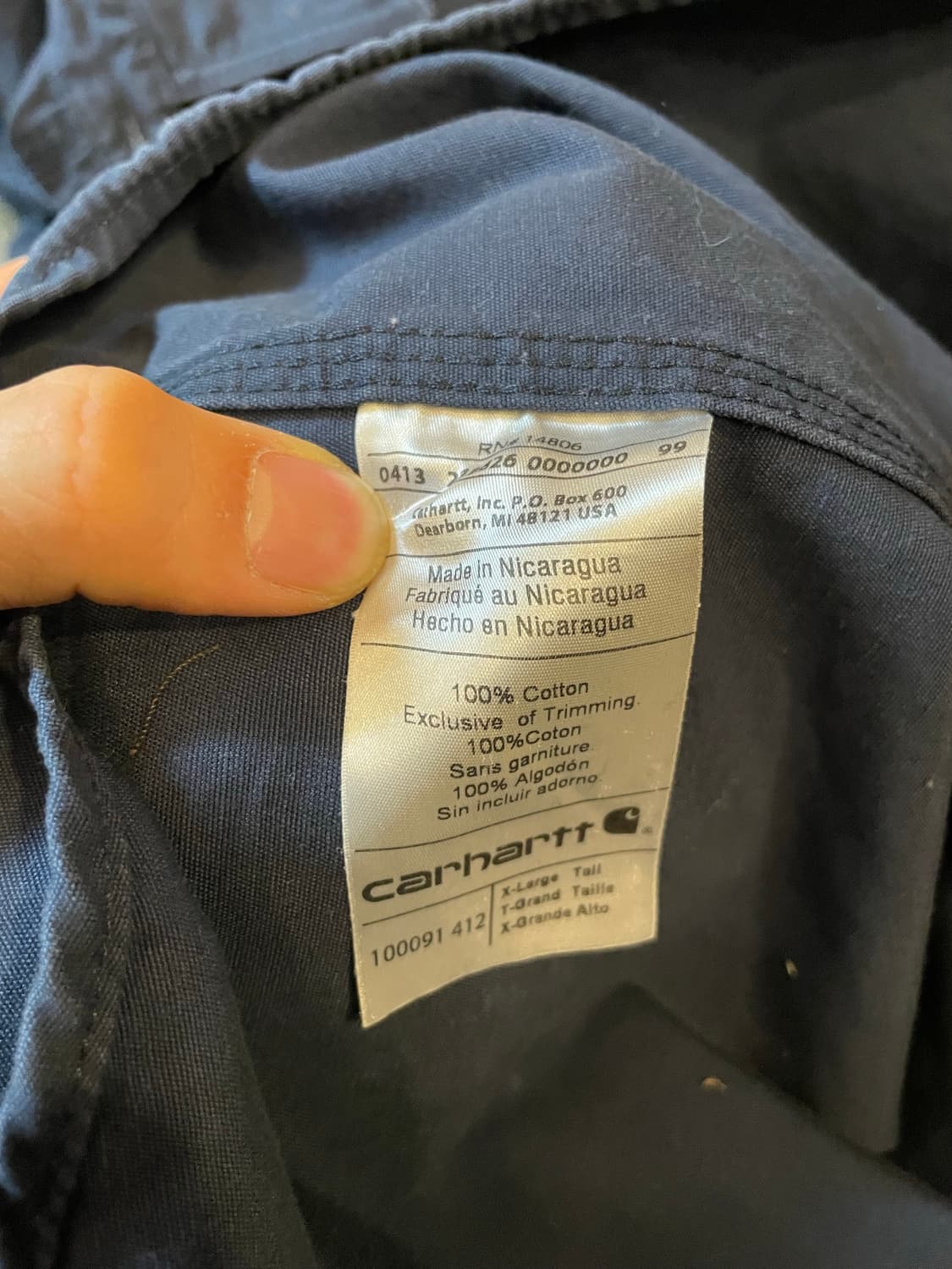 칼하트 오리지널핏 레더패치 워크 셔츠 다크네이비 상품이미지7