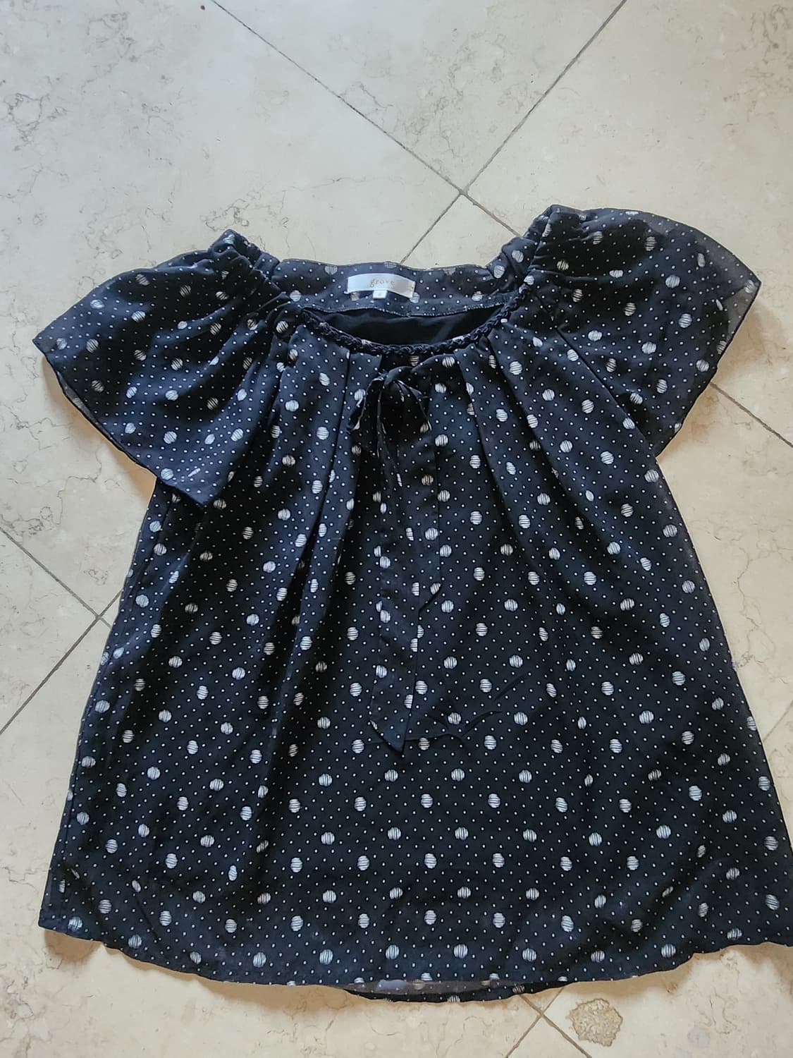 빈티지 도트 반팔 블라우스 상품이미지1