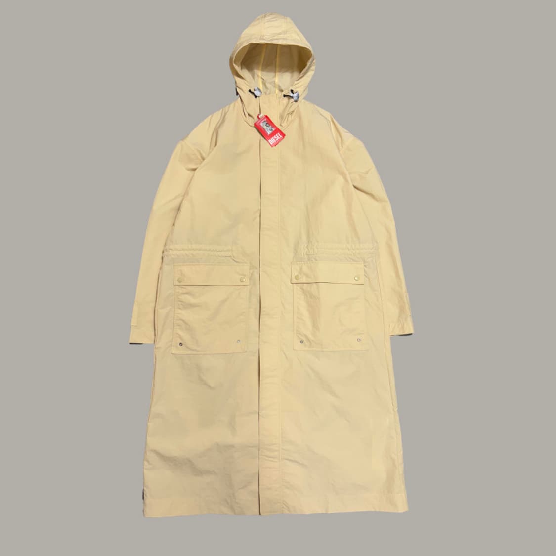 디젤(DIESEL) 22ss 아이보리컬러 서클로고 후드 루즈 모즈 코트 상품이미지8