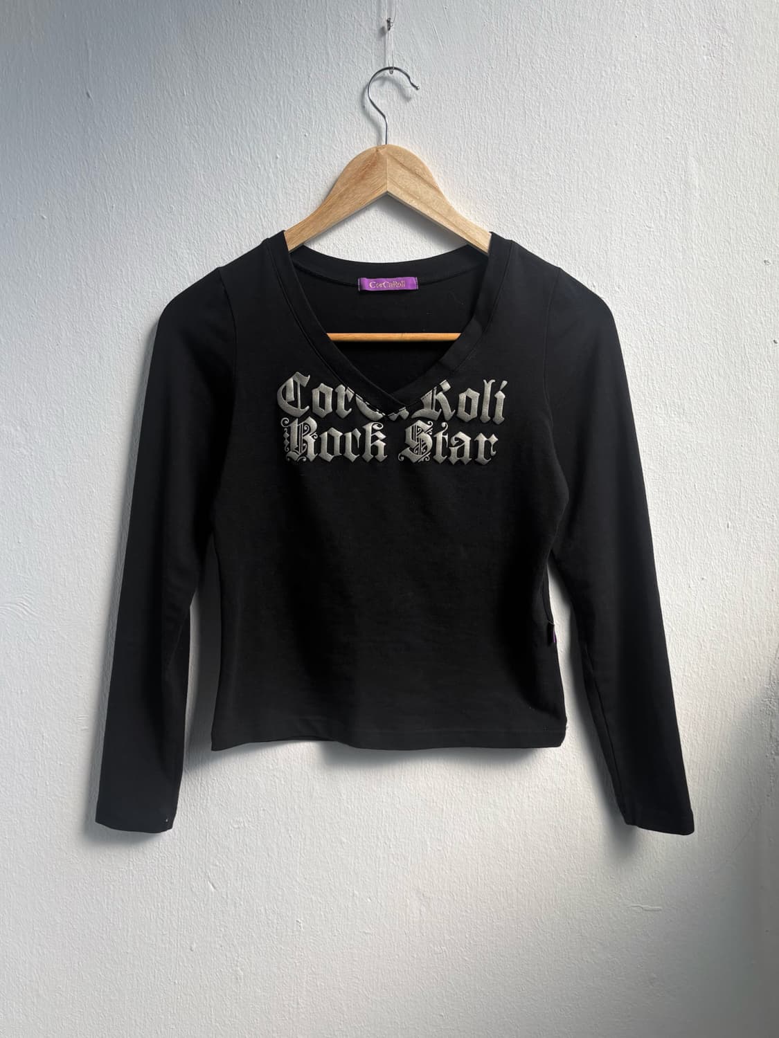 Vintage Black V-neck Long Sleeve 상품이미지4