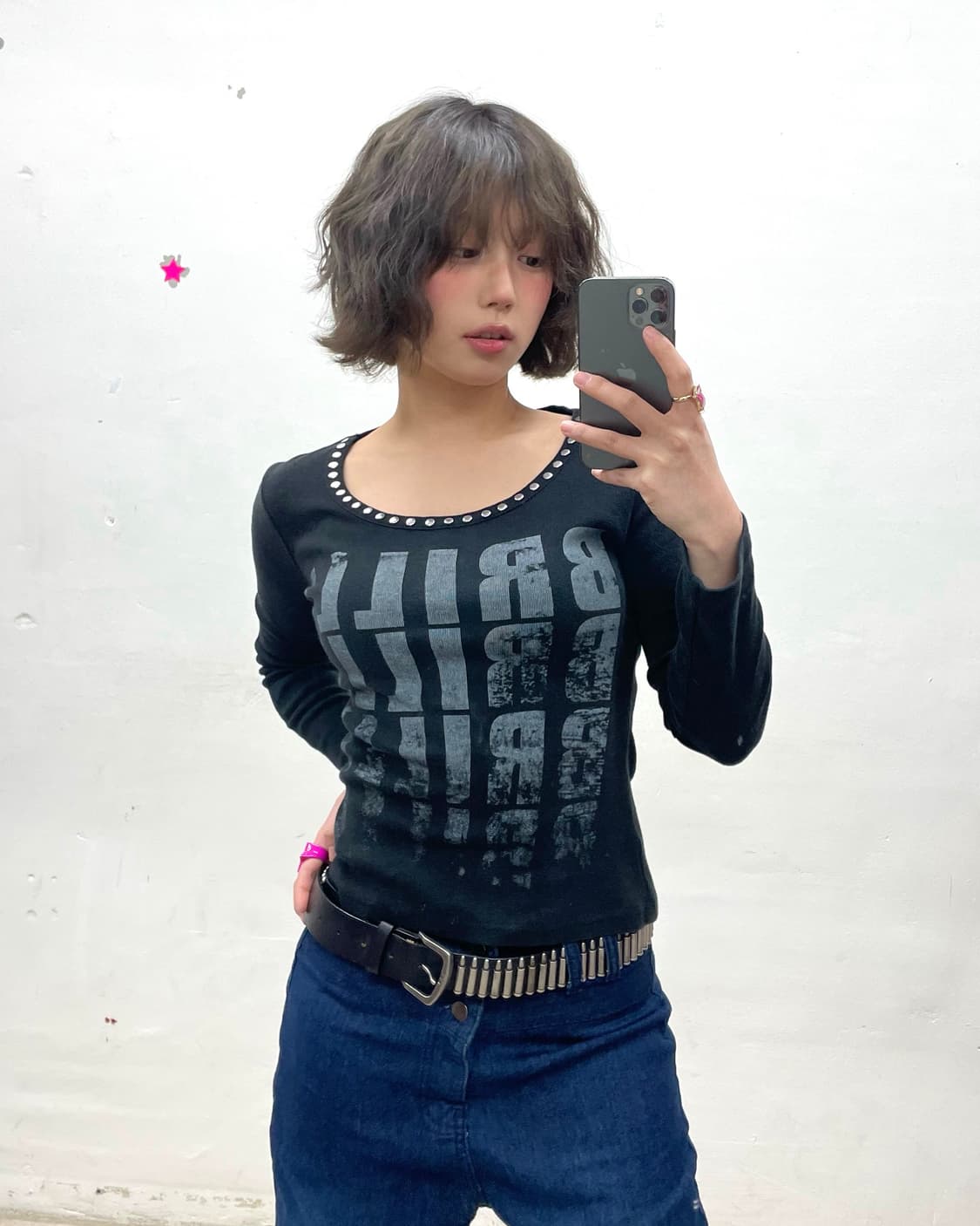 Big Skull Stud Black Long Sleeve  상품이미지2