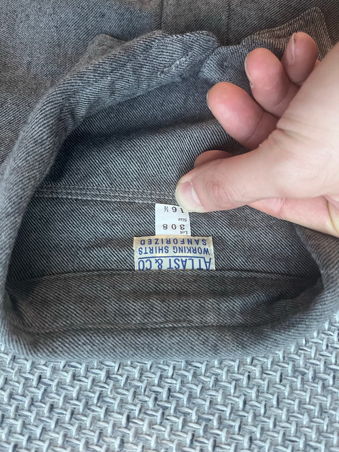 엣라코 플란넬 그레이 셔츠 16.5 상품이미지2