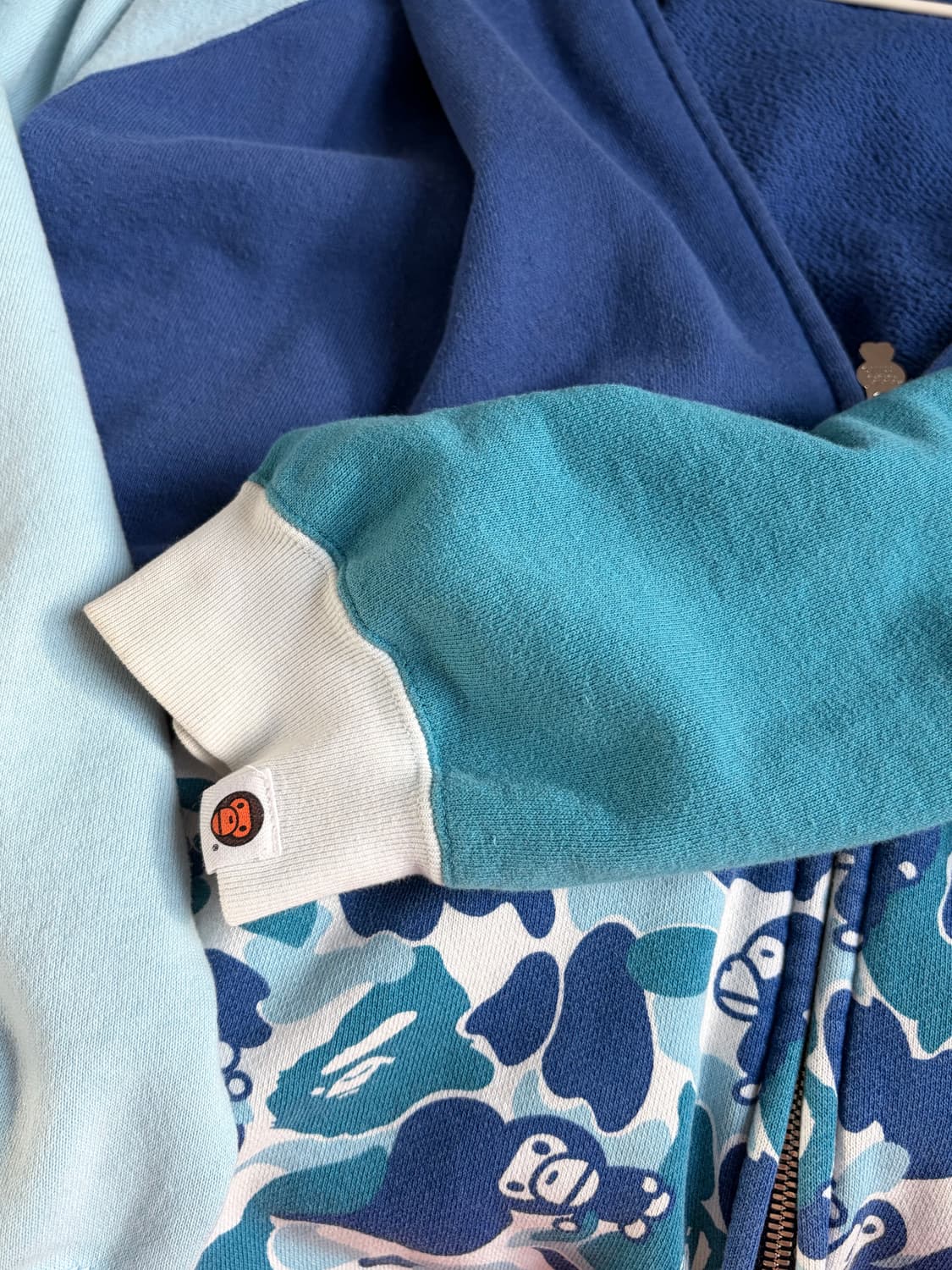 베이프 BABY MILO 카모 샤크 후드집업 블루/배색 믹스/단종희귀 상품이미지3