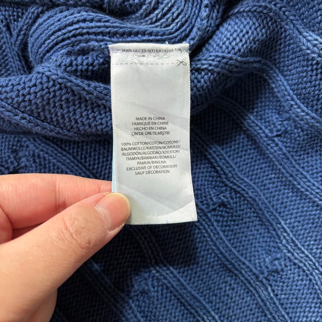 폴로 랄프로렌 블루 브이넥 케이블 니트(XL) 상품이미지5