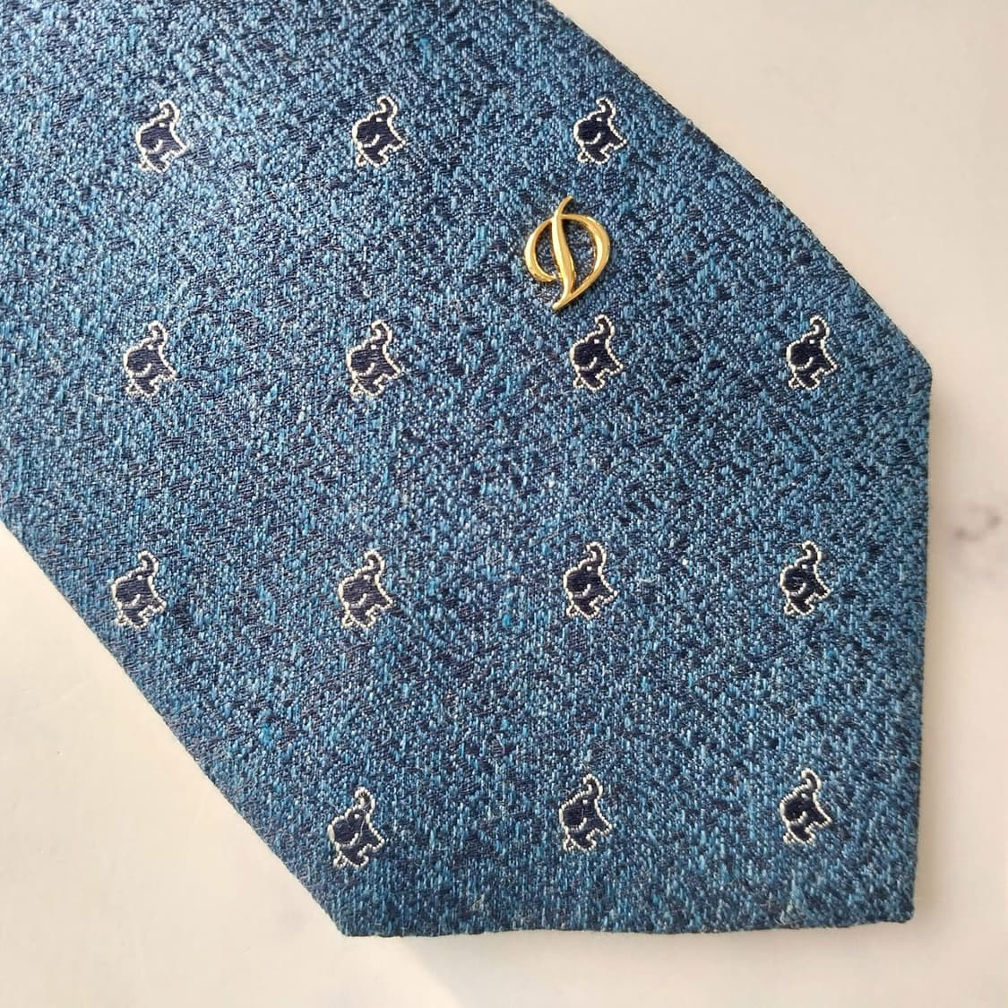 듀퐁 실크 딥블루 코끼리 모티브 넥타이 8cm A+등급 K1607
 상품이미지8