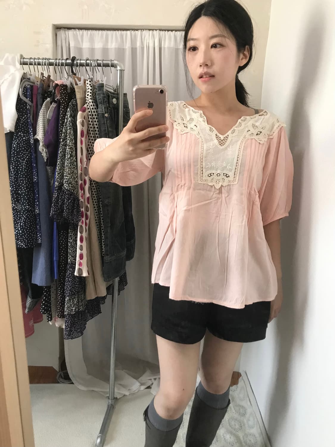 vintage baby pink capri blouse  상품이미지3