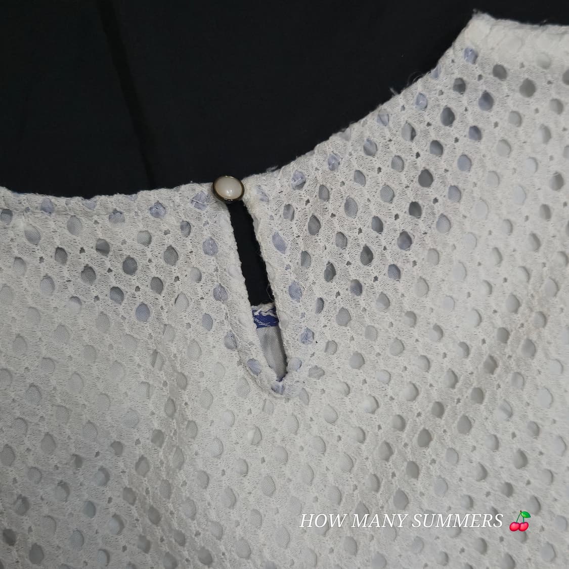 레트로걸 화이트 펀칭 레이스 민소매 블라우스 M 일본빈티지 아일렛 나시 상품이미지3