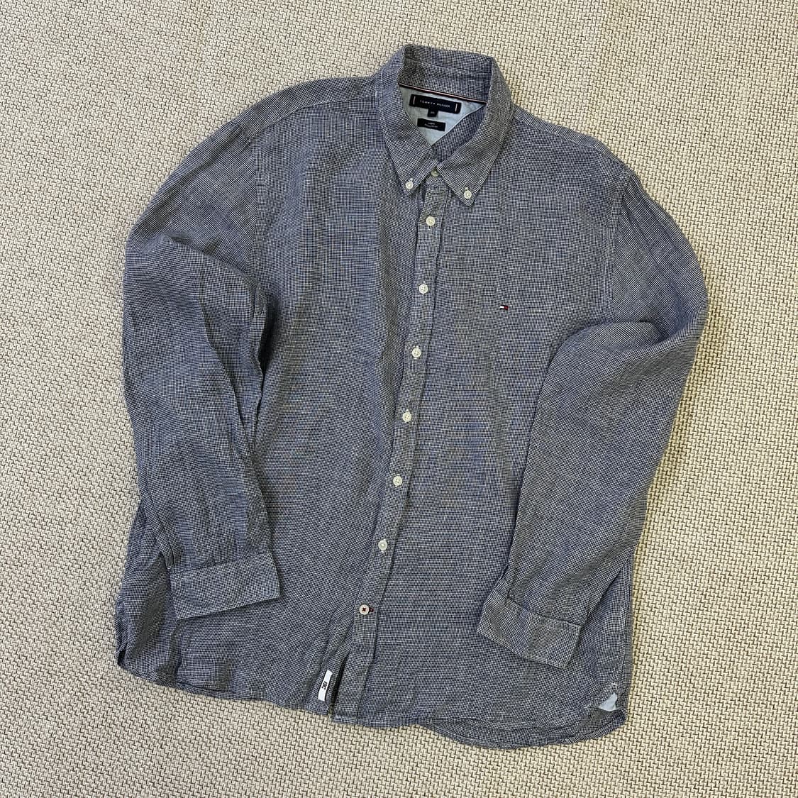 XXL 타미힐피거 린넨 잔체크 셔츠 0327D 상품이미지1