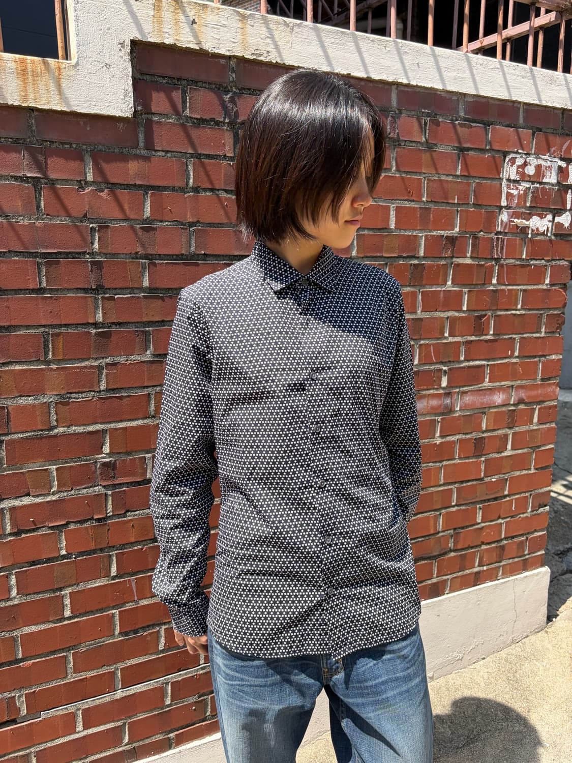 Armani Exchange 올오버 스퀘어 도트 패턴 셔츠 S 상품이미지3