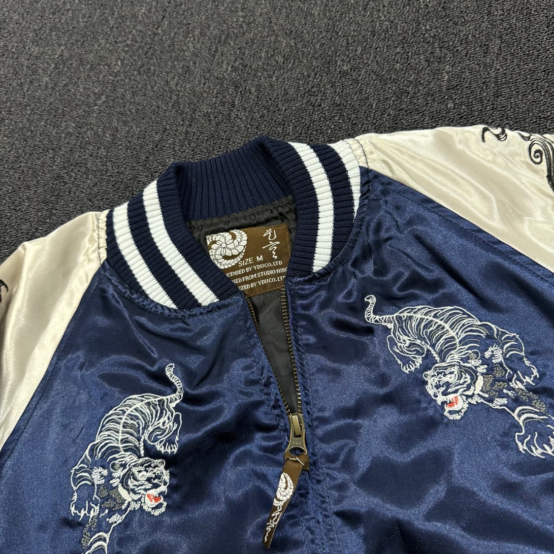 일본 오리엔탈 자수 블루 실버 스카쟌 상품이미지8