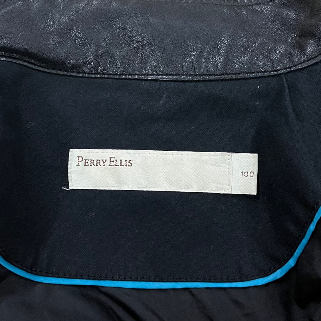 [정품/100] perry ellis 블랙 레더 배색 자켓 b13 상품이미지5