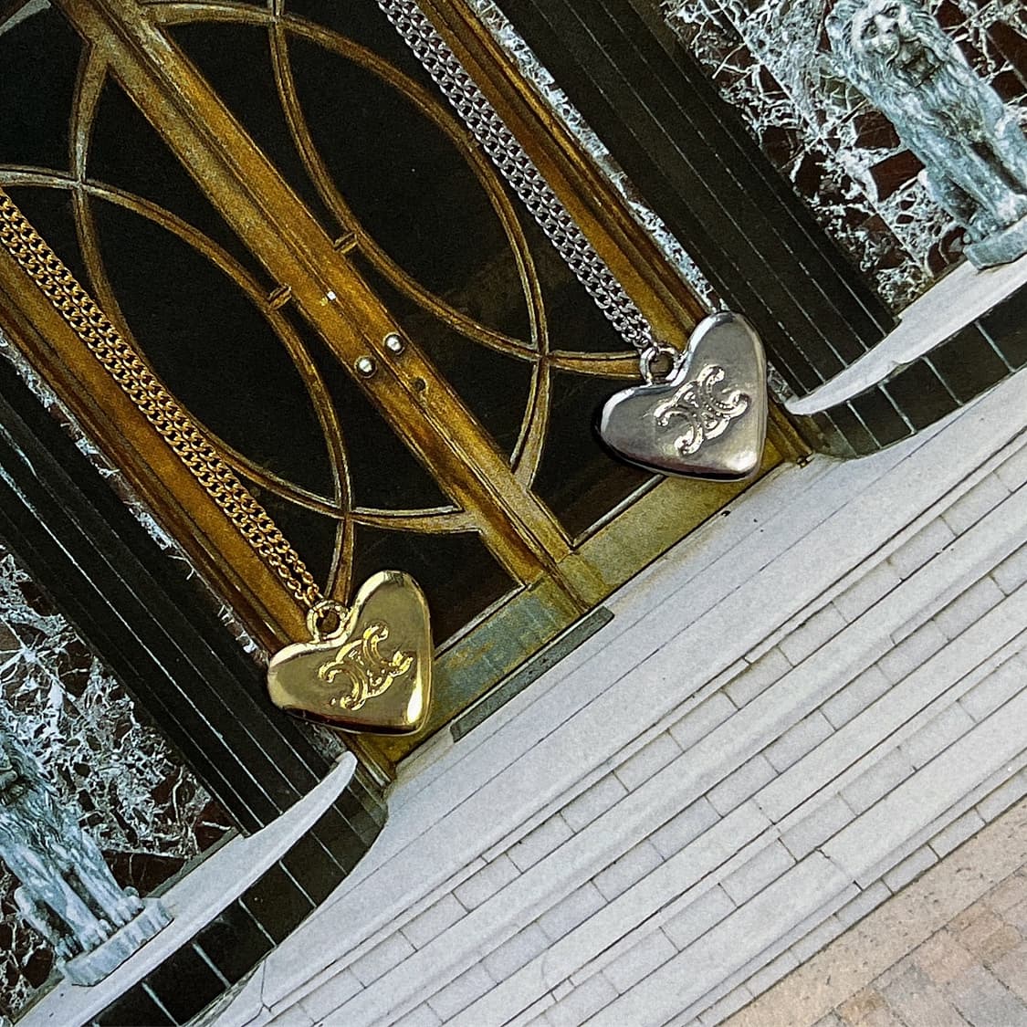 2Color 셀린느 클래식 하트 로고 목걸이 (골드 / 실버) 상품이미지2