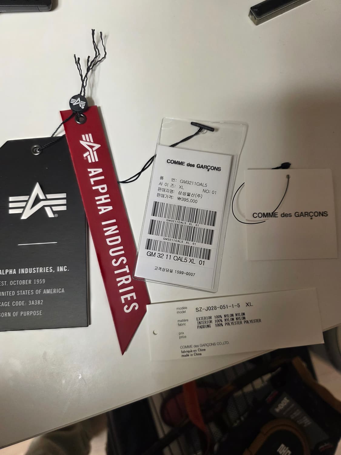 CDG 꼼데 알파 인더스트리 바이어스 라이너 자켓 블랙 XL 상품이미지8