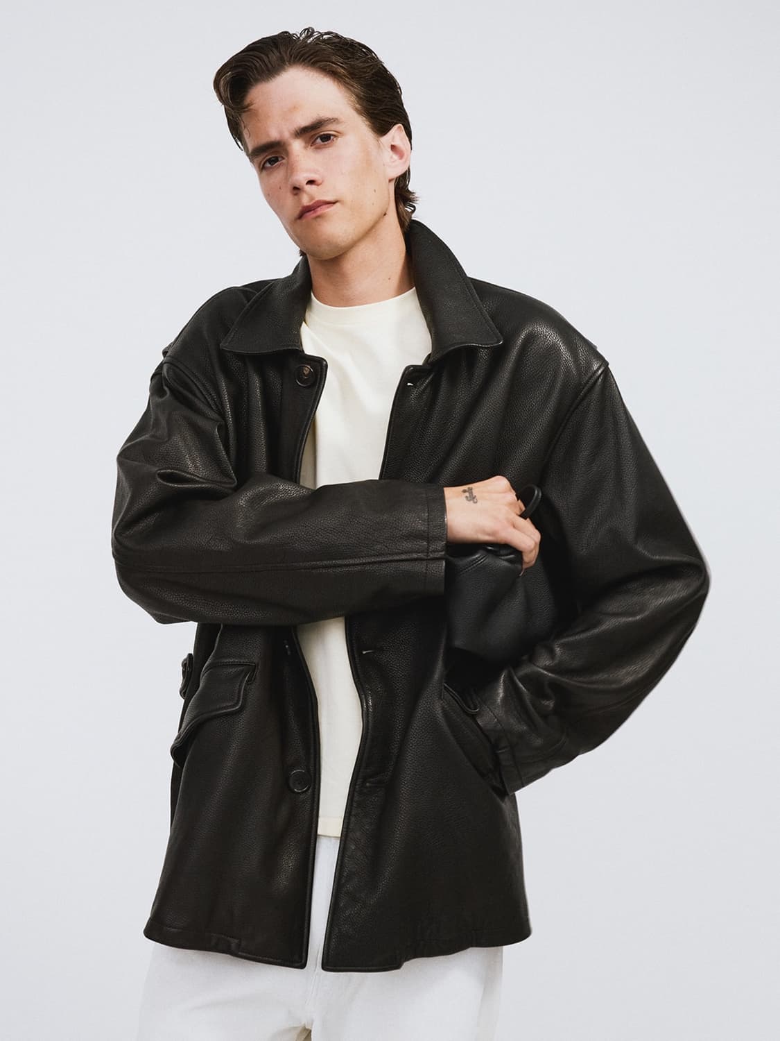 [L]렉토 빈티지 레더 초어 자켓 블랙 상품이미지1