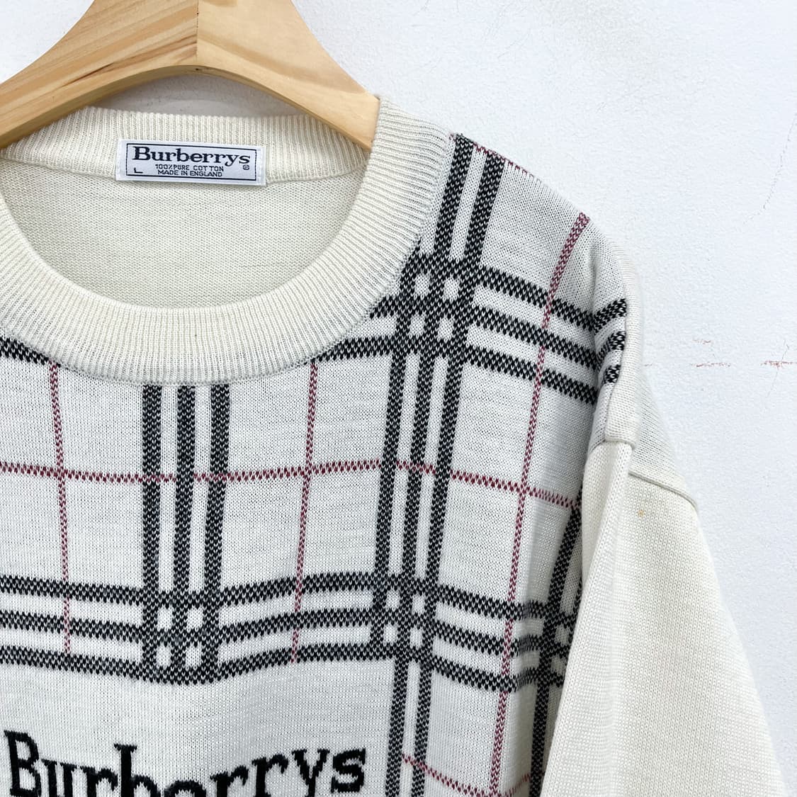 버버리 90s 아카이브 로고 노바 체크 코튼 니트  상품이미지4