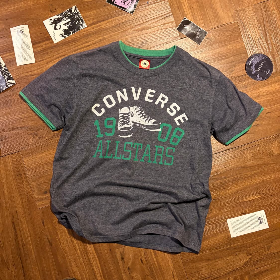 CONVERSE 더블 레이어드 그레이 프린팅 티셔츠 상품이미지5