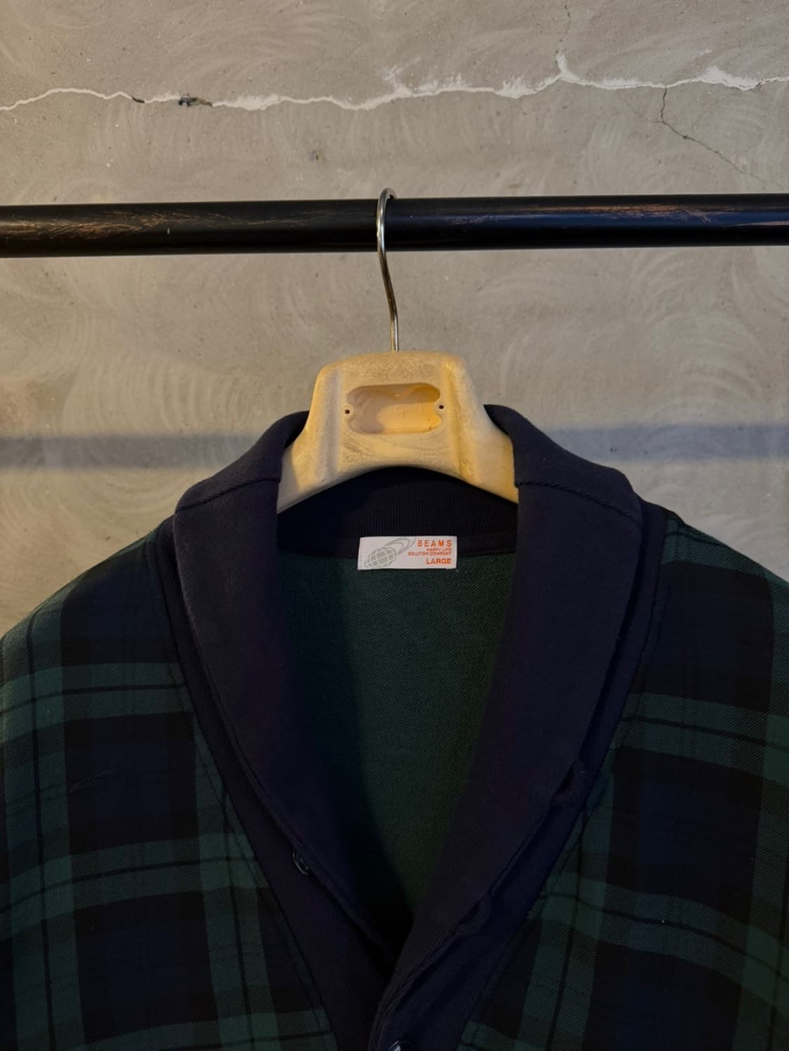 BEAMS 빔즈 숄칼라 블랙와치 가디건 100 상품이미지9