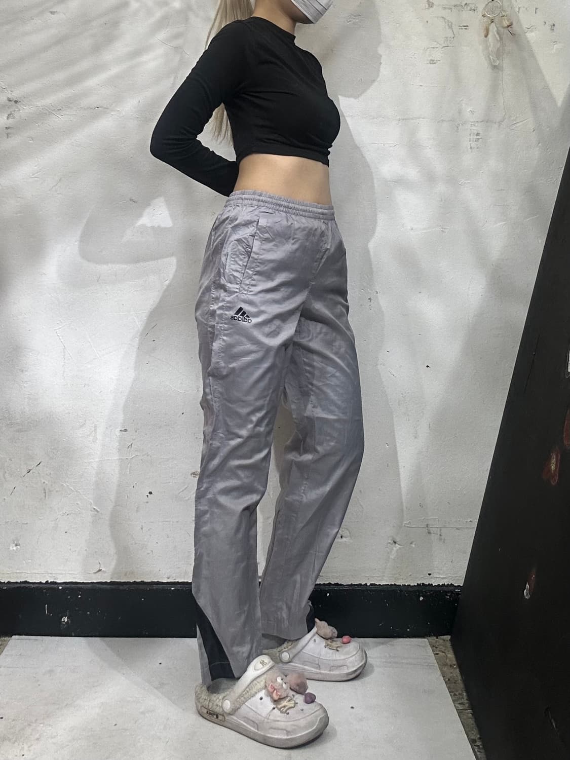 00s 아디다스 와이드 그레이 트랙 팬츠 추리닝 바지  상품이미지1