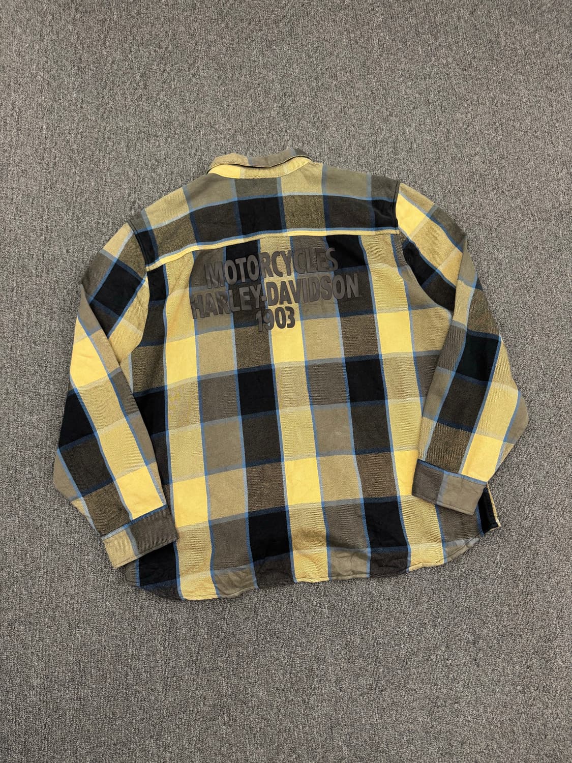 3XL)할리데이비슨 빈티지 후면 러버 프린팅 플란넬 체크 긴팔셔츠 상품이미지6