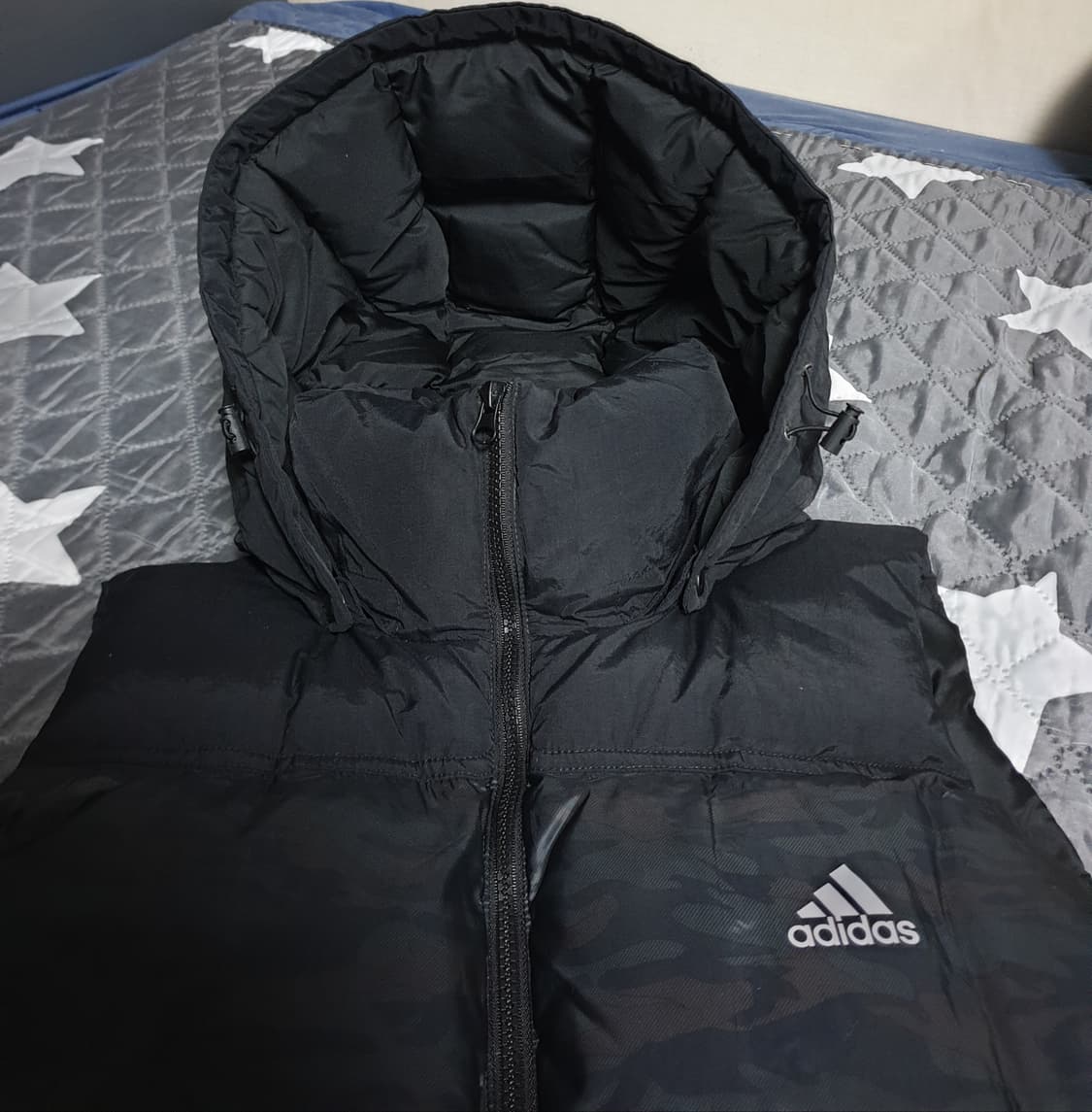 웰스프링 카모 아디다스 로고 커스텀 다운라이크 후드 조끼패딩 (L) 상품이미지2