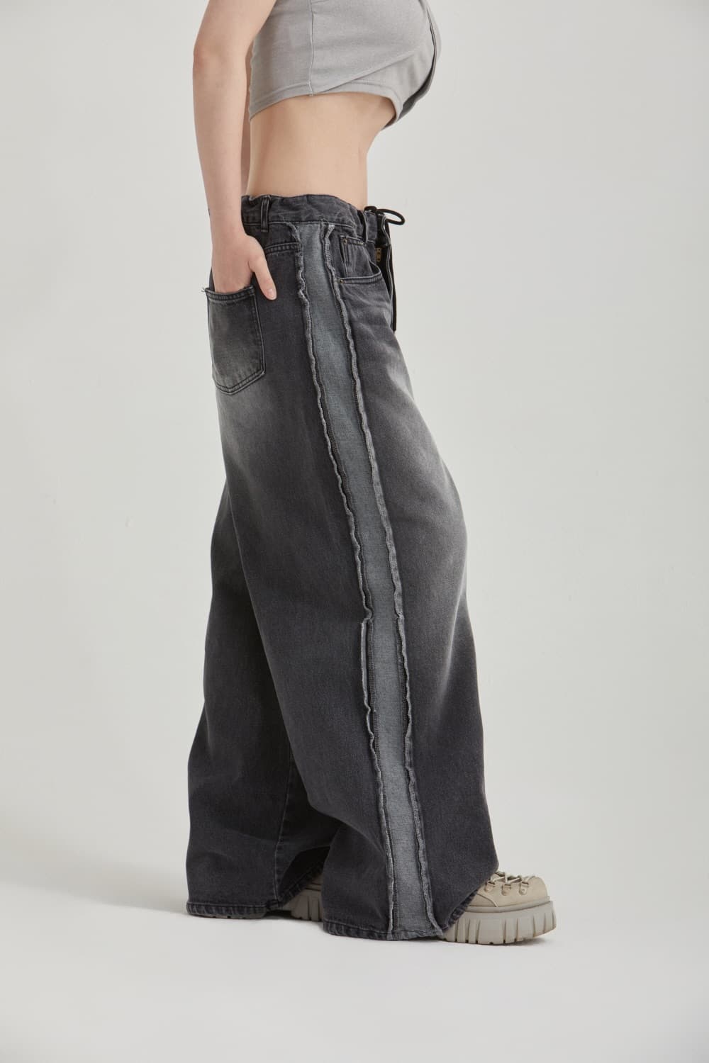 게이트리스 스페이스 와이드 흑청 데님 (남여공용) 상품이미지2