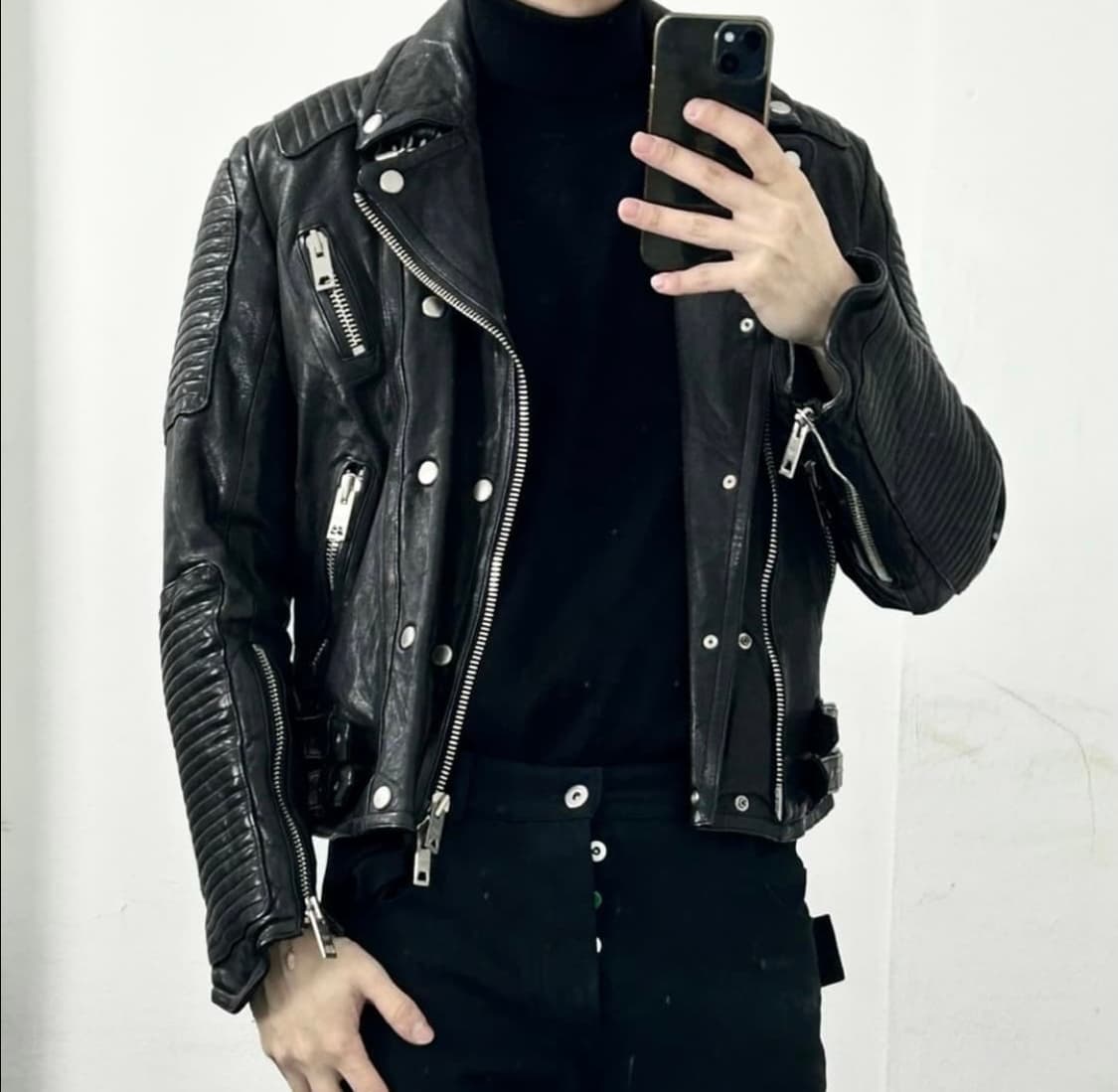 이태리제 양가죽 더블 라이더 자켓 상품이미지3