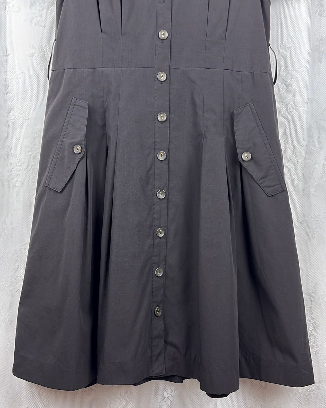 JPN black button-down shirt dress 상품이미지6