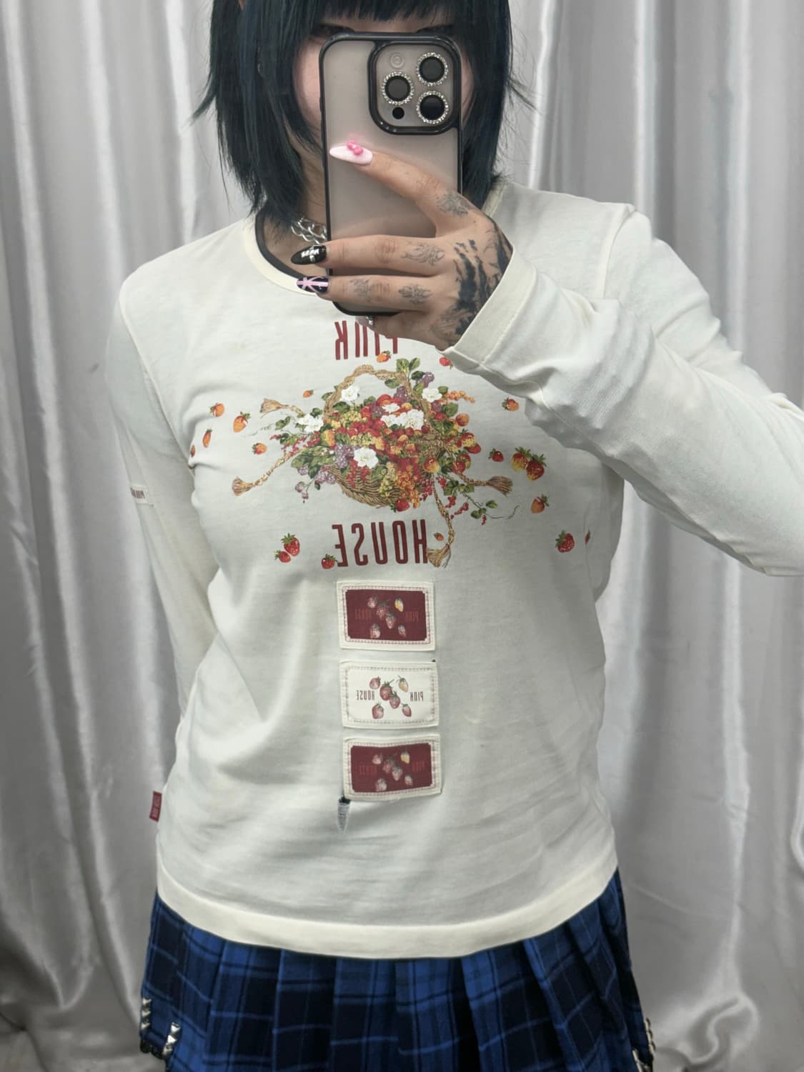 Pink house fruits printing long sleeve 상품이미지1