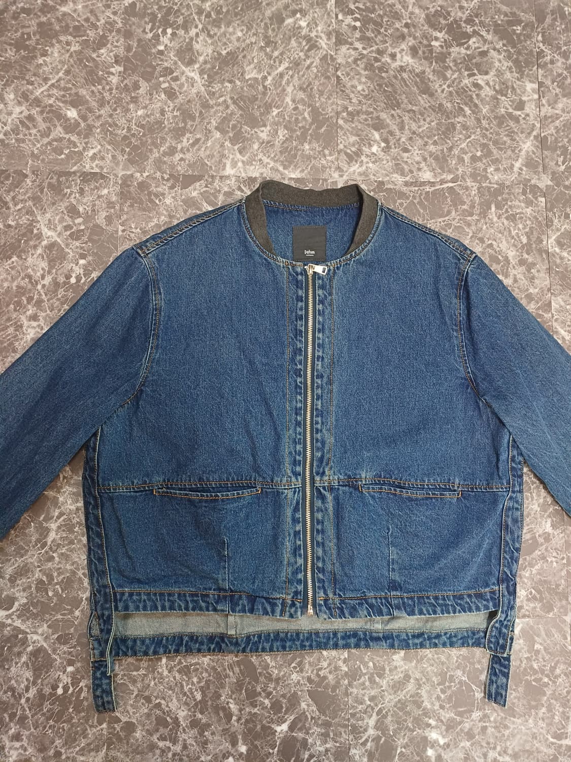 진청 데님 노카라 크롭 자켓  상품이미지1