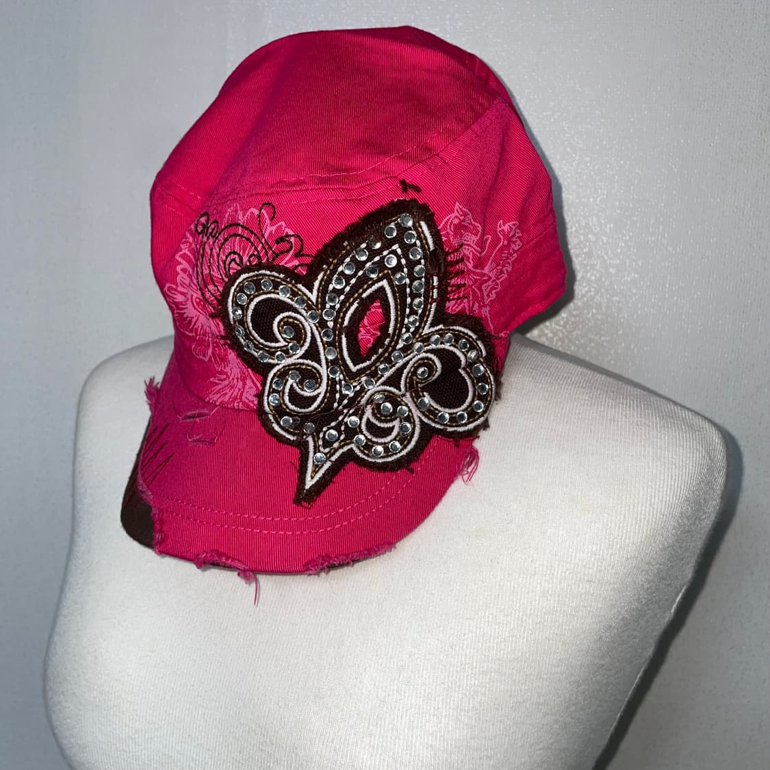 Hot pink y2k bead damage cap   상품이미지3
