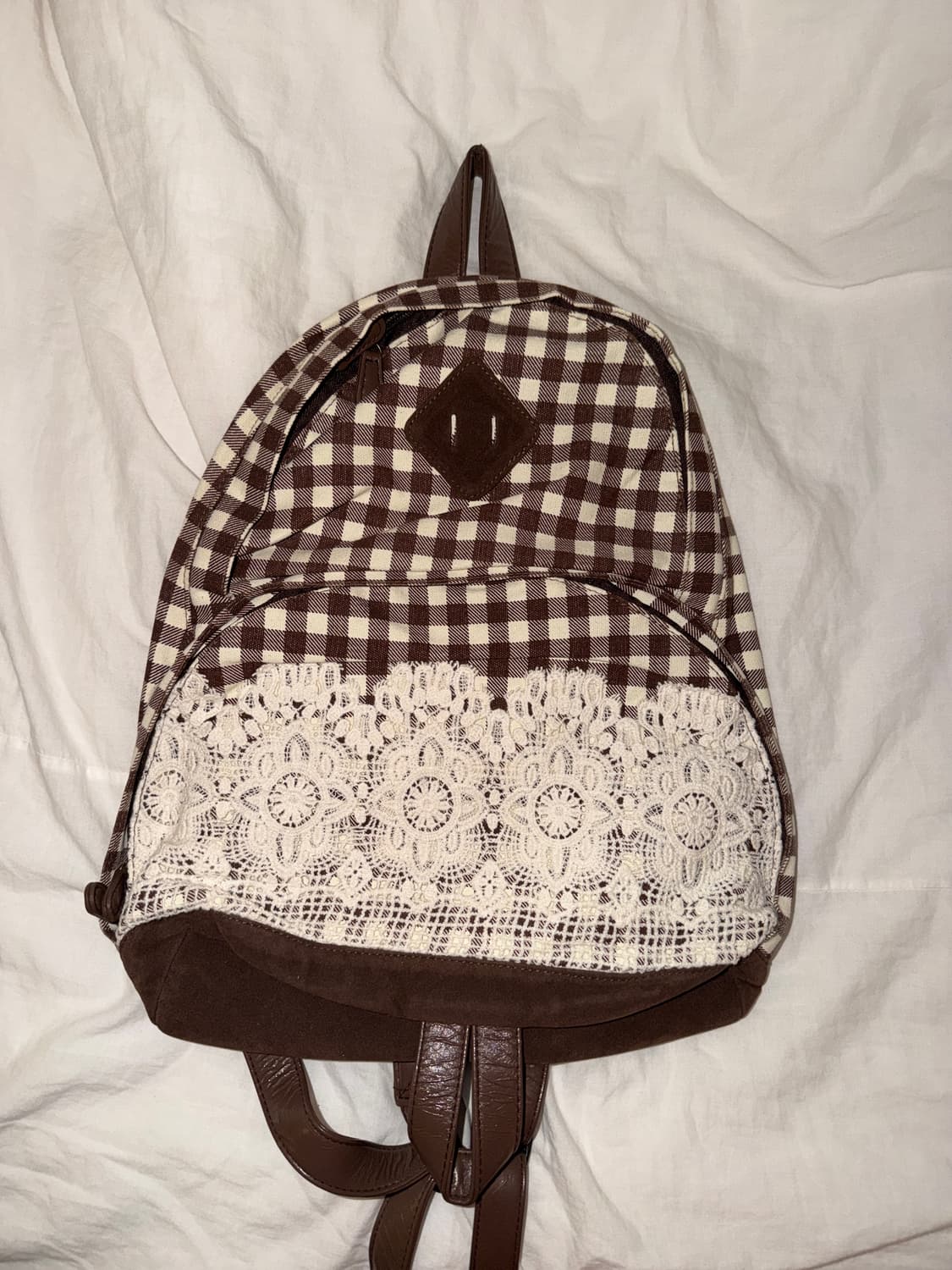 일본 페어리그런지 초코레이스 체크 백팩 모리걸 상품이미지6