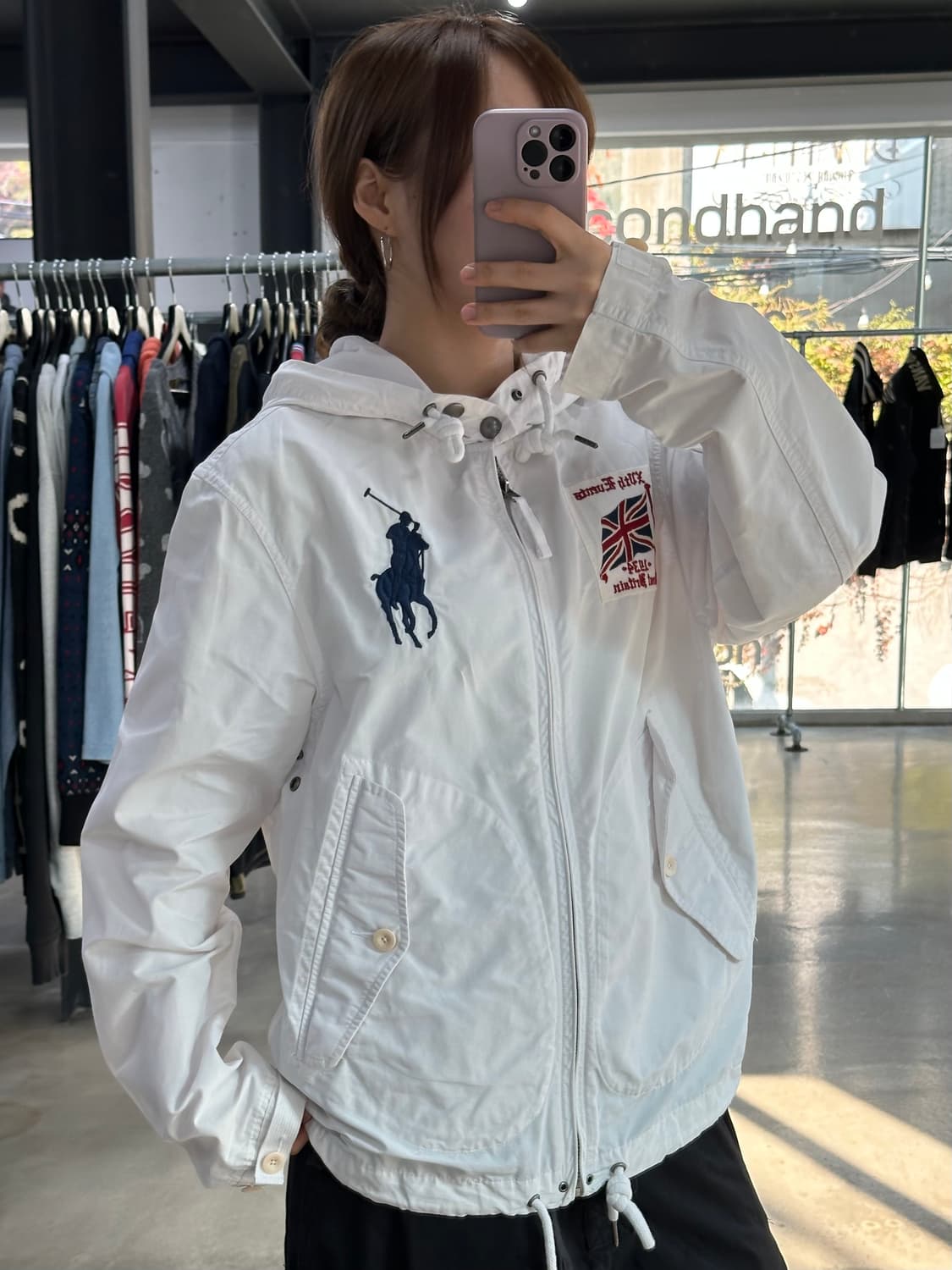 폴로 랄프로렌 UK 브리튼 빅포니 코튼나일론 컴뱃자켓 화이트 상품이미지1