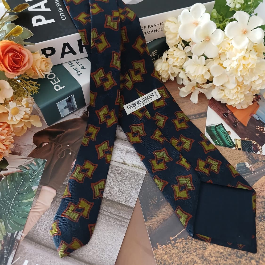 조르지오 아르마니 네이비 기하 패턴 넥타이 9.5cm A+등급 G26
 상품이미지5