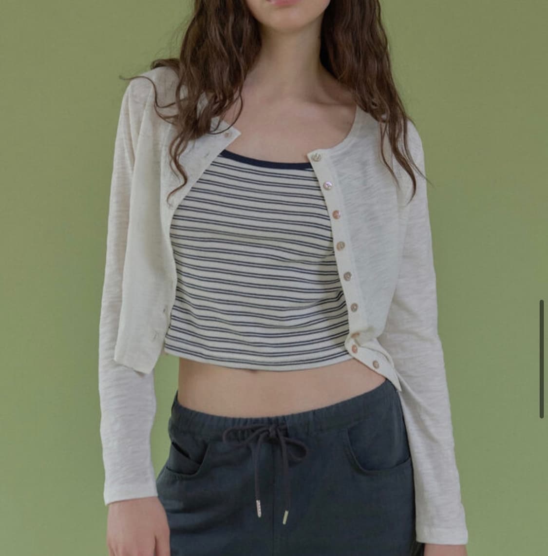 헤더먼트 slub tape cardigan (cream) 상품이미지1